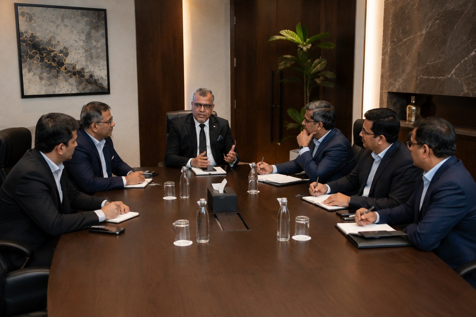 Vikas Kaushik explaining NITYAM framework to boardroom